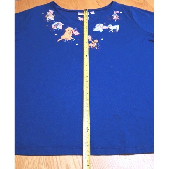 QUACKER FACTORY Embroidered Dog Lover Jersey Tunic Royal Blue Jeweled Sz 3X - Picture 12 of 16